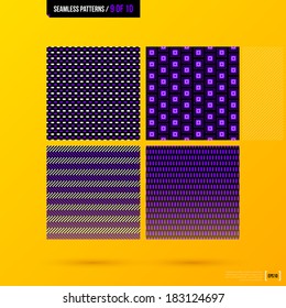 Set of 4 corporate seamless patterns on bright yellow background. EPS10