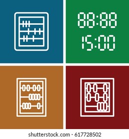 set of 4 count outline icons such as abacus