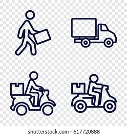  set of 4 courier outline icons such as delivery car