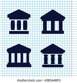 Set of 4 courthouse filled icons such as bank