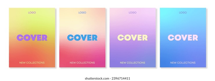 Set of 4 cover templates with colorful gradient backgrounds. For , branding, social media and other projects. 