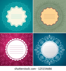 Set of 4 cover templates. Ideal for copybooks, books or invitation templates. Vector image. Also can be used for presentations and websites.