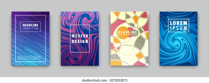 Set of 4 covers with flat geometric pattern.