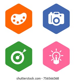 Set Of 4 Creative Icons Set.Collection Of Arrow, Concept, Artist And Other Elements.