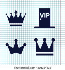 Set of 4 crown filled icons such as crown, Crown