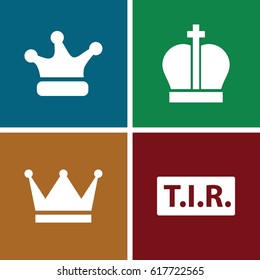 set of 4 crown filled icons such as TIR