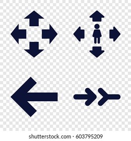 Set of 4 cursor filled icons such as man move, arrow, move