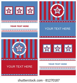 set of 4 cute american colored stars frames