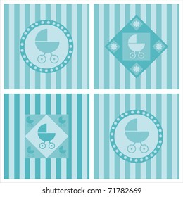 set of 4 cute baby arrival backgrounds