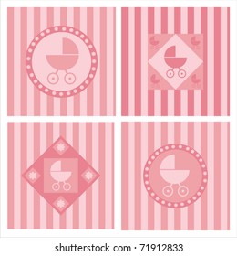 set of 4 cute baby arrival backgrounds