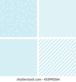 Set of 4 cute blue vector patterns
