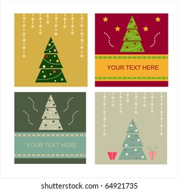 set of 4 cute christmas cards