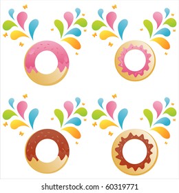set of 4 cute donuts