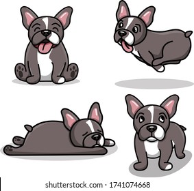 Set of 4 cute french bulldogs