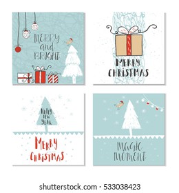 Set 4 Cute Gift Cards Hand Stock Vector (Royalty Free) 533038423