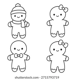 Conjunto de 4 personajes lindos de pan de jengibre con accesorios únicosPerfecto para diseños festivos y diversión de vacaciones.