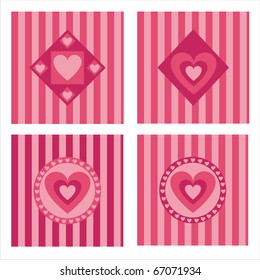 set of 4 cute hearts backgrounds