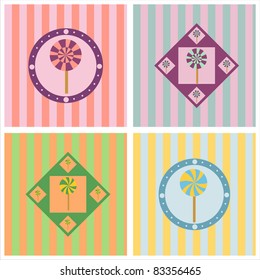 set of 4 cute lollipop backgrounds
