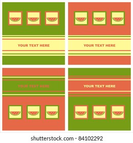 set of 4 cute melons cards