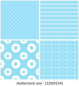 Set of 4 cute seamless patterns. Vector backgrounds.