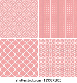 Set of 4 cute seamless patterns. Vector backgrounds.