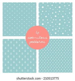 Set of 4 cute seamless patterns. vector image
