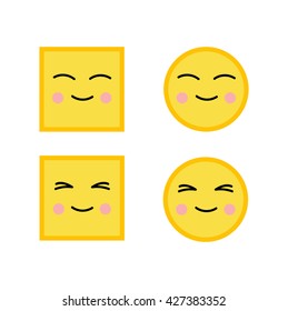 set of 4 cute smile icons