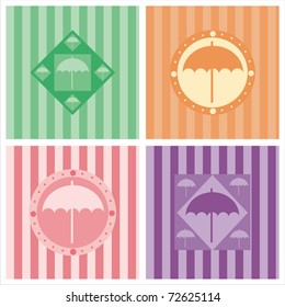 set of 4 cute umbrella backgrounds