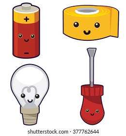 set of 4 cute vector tools