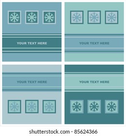 set of 4 cute winter snowflakes cards