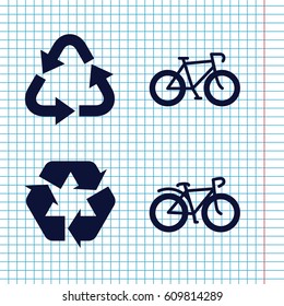 Set of 4 cycle filled icons such as recycle