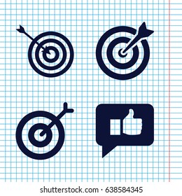 Set of 4 dartboard filled icons such as target
