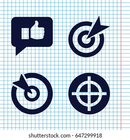Set of 4 dartboard filled icons such as target