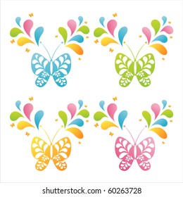 set of 4 decorated butterflies