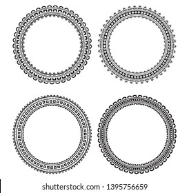 Set of 4 decorative black round frames for your design.