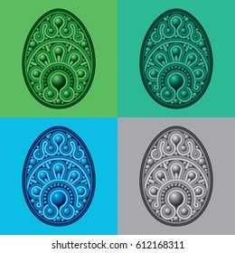 set of 4 decorative eggs. vector illustration.