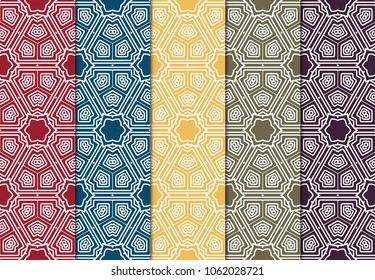 set of 4 decorative ethnic ornament. Seamless vector illustration. For printing on fabric, paper for scrapbooking, wallpaper, cover, page book, design elements.