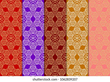 set of 4 decorative ethnic ornament. Seamless vector illustration. For printing on fabric, paper for scrapbooking, wallpaper, cover, page book, design elements.