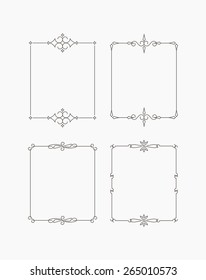 Set of 4 decorative frames in mono line style