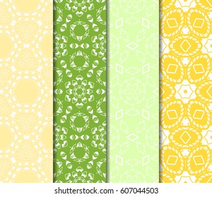 set of 4 decorative line geometric ornament. seamless vector illustration. texture for design, wallpaper, invitation card, banner, fabric .
