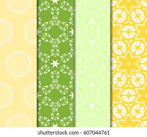set of 4 decorative line geometric ornament. seamless vector illustration. texture for design, wallpaper, invitation card, banner, fabric .