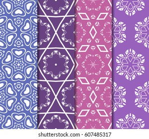 set of 4 decorative line geometric ornament. seamless vector illustration. texture for design, wallpaper, invitation card, banner, fabric . set of 4 decorative line geometric ornament. seamless vector illustration. texture for design, wallpaper, invitation card, banner, fabric .