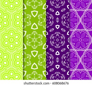 set of 4 decorative line geometric ornament. seamless vector illustration. texture for design, wallpaper, invitation card, banner, fabric .