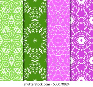 set of 4 decorative line geometric ornament. seamless vector illustration. texture for design, wallpaper, invitation card, banner, fabric .