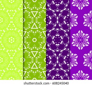 set of 4 decorative line geometric ornament. seamless vector illustration. texture for design, wallpaper, invitation card, banner, fabric .
