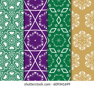 set of 4 decorative line geometric ornament. seamless vector illustration. texture for design, wallpaper, invitation card, banner, fabric .