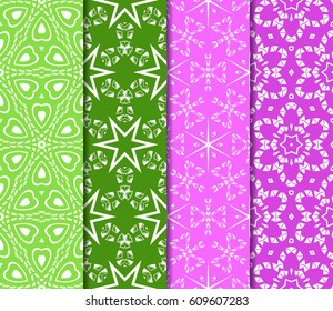 set of 4 decorative line geometric ornament. seamless vector illustration. texture for design, wallpaper, invitation card, banner, fabric .