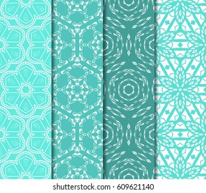 set of 4 decorative line geometric ornament. seamless vector illustration. texture for design, wallpaper, invitation card, banner, fabric .