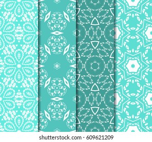 set of 4 decorative line geometric ornament. seamless vector illustration. texture for design, wallpaper, invitation card, banner, fabric .