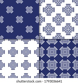 Set of 4 decorative seamless pattern for home textile. Texture designs can be used for backgrounds, motifs, textile, wallpapers, fabrics, gift wrapping, templates. Design Paper For Scrapbook. Vector.